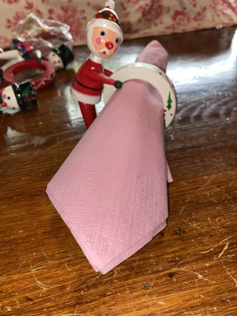 Adorable Vintage Vera Neumann 3D Wooden Christmas Napkin Holders 6pc Set
